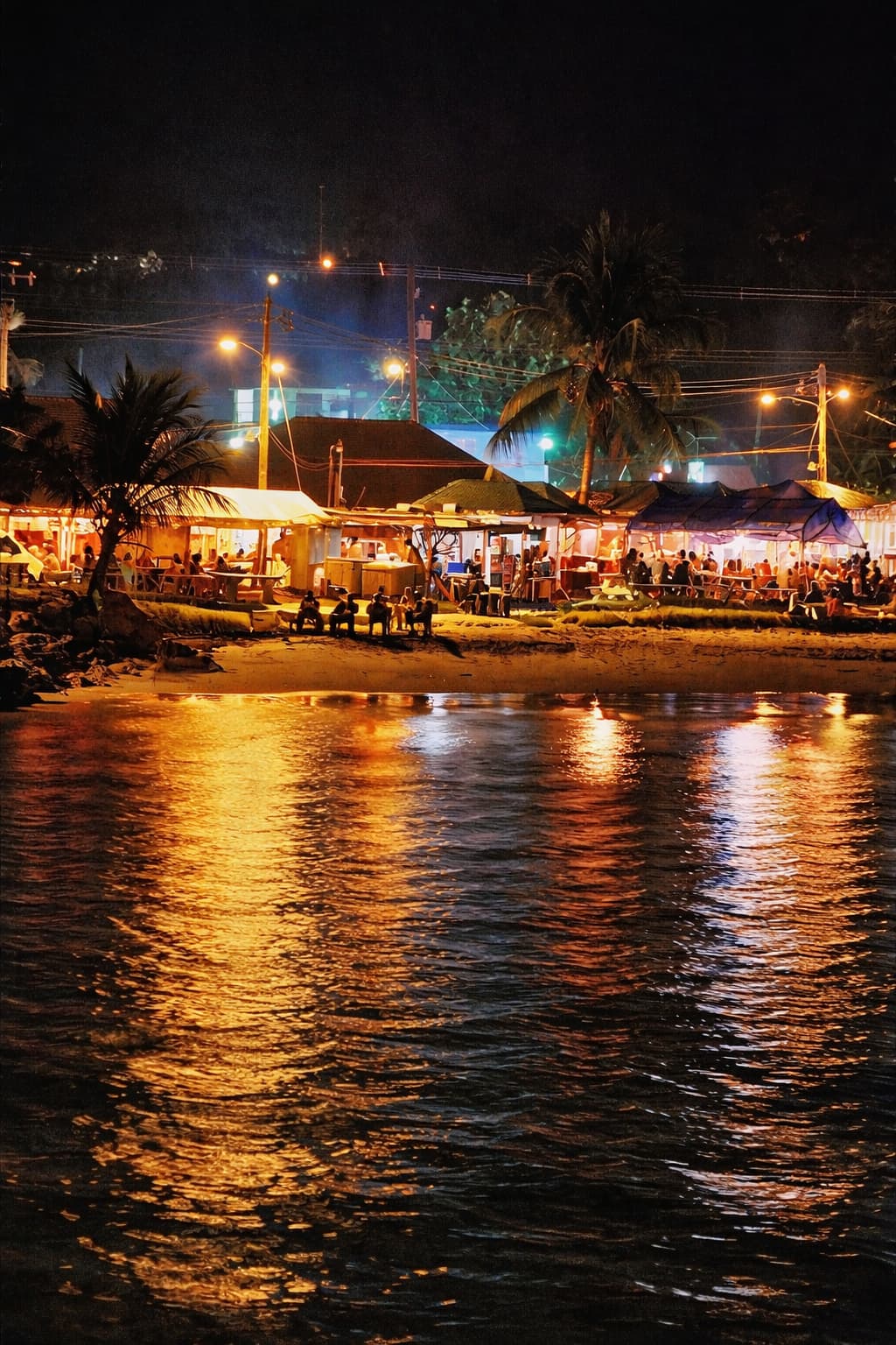 Oistins fish fry Barbados south coast at night