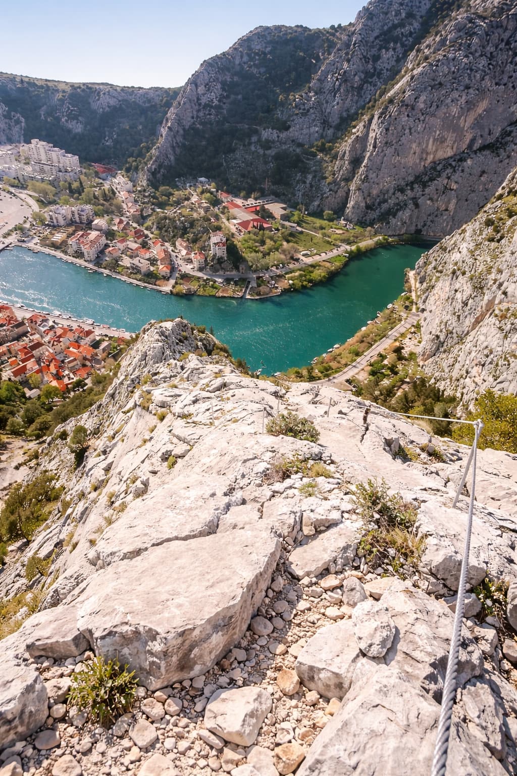 Cliffs and river at Omiš, last stop before Split on the Dalmatian Coast road trip