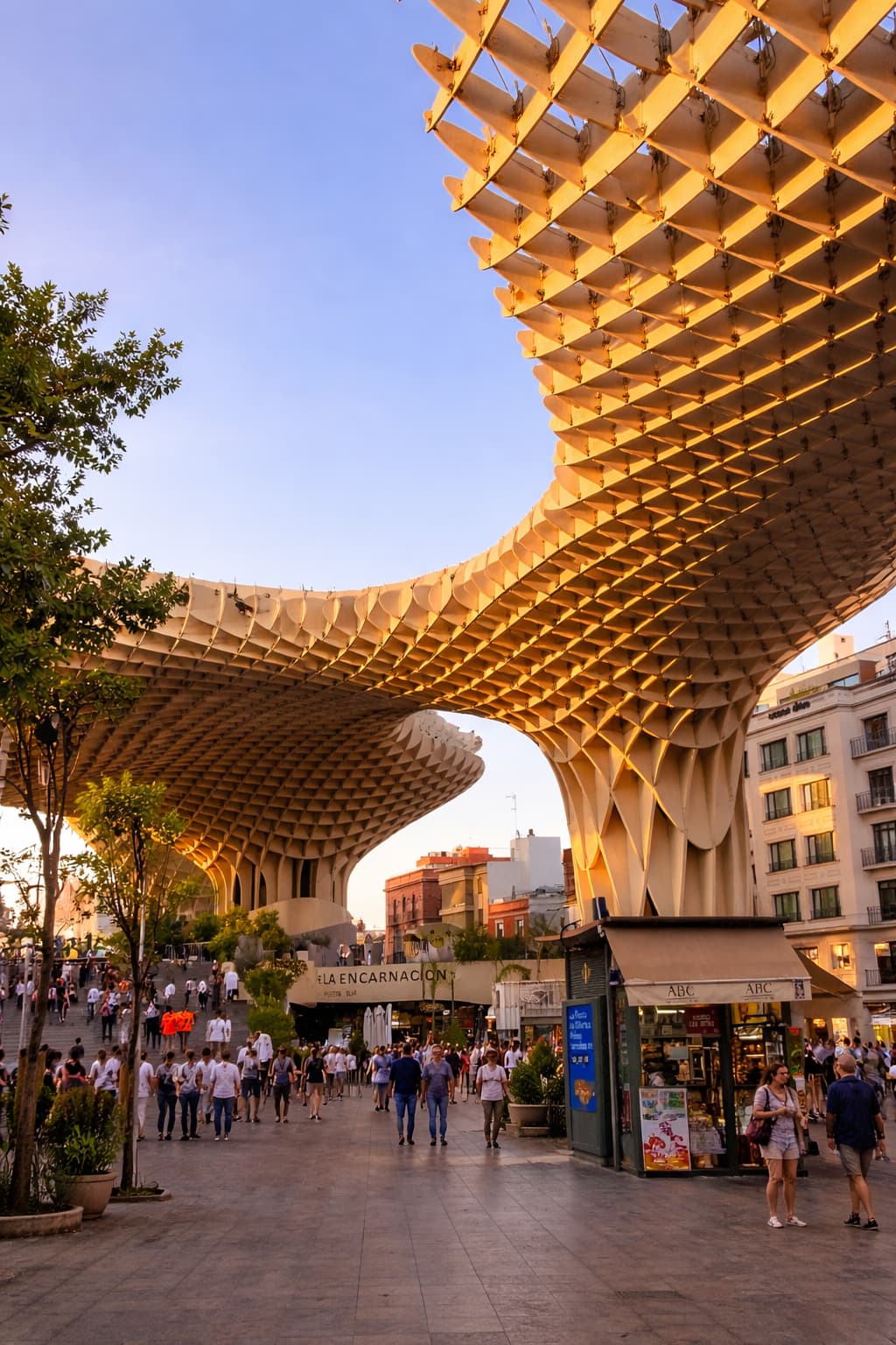 Metropol Parasol (Las Setas) at sunset above Plaza de la Encarnación, Seville