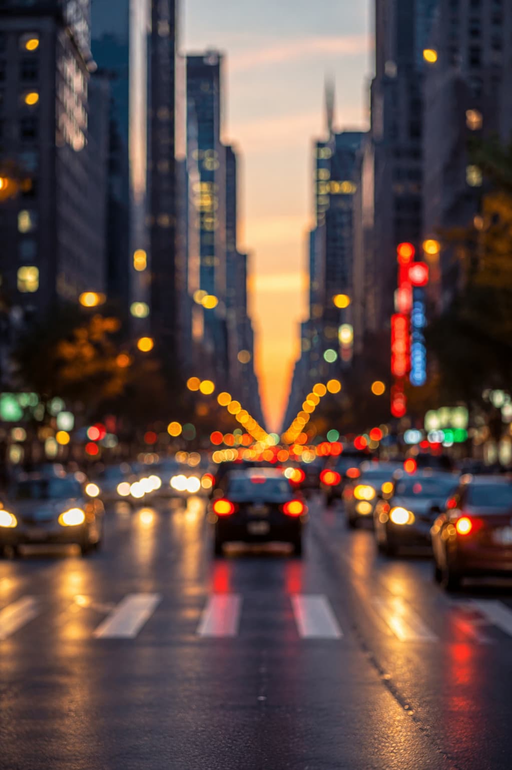 blurred city street at dusk with bokeh lights — solo travel bucket list moment in a big city