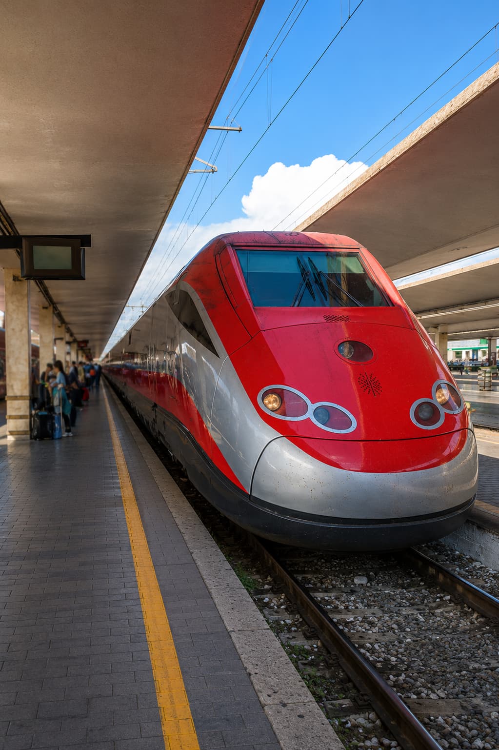 High-speed train at an Italian station for day trips from Salerno
