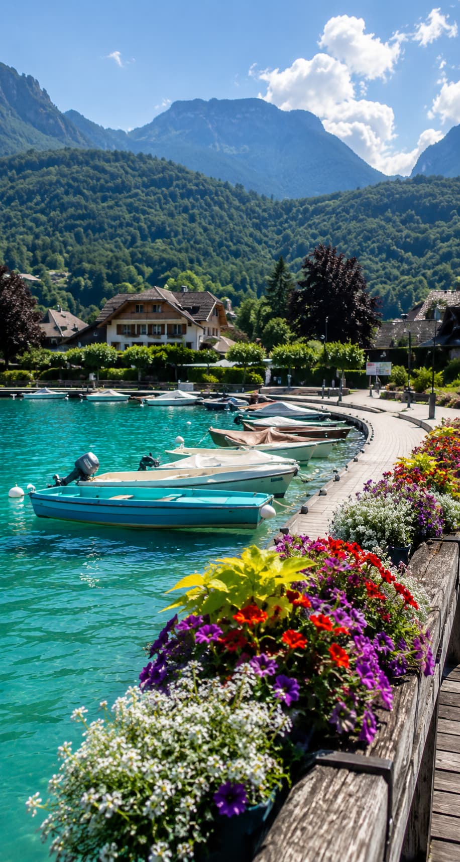 Lake Ohrid old town and fishing boats in North Macedonia