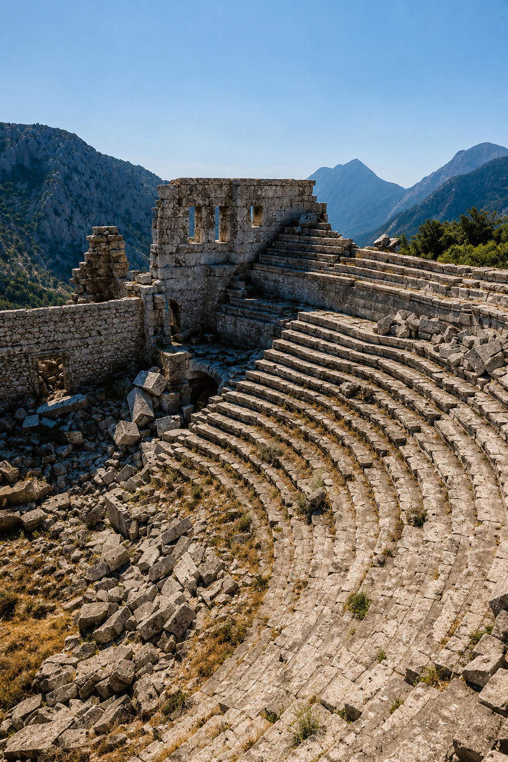 The unrestored mountaintop theatre at Termessos, one of the sites that make Antalya worth visiting