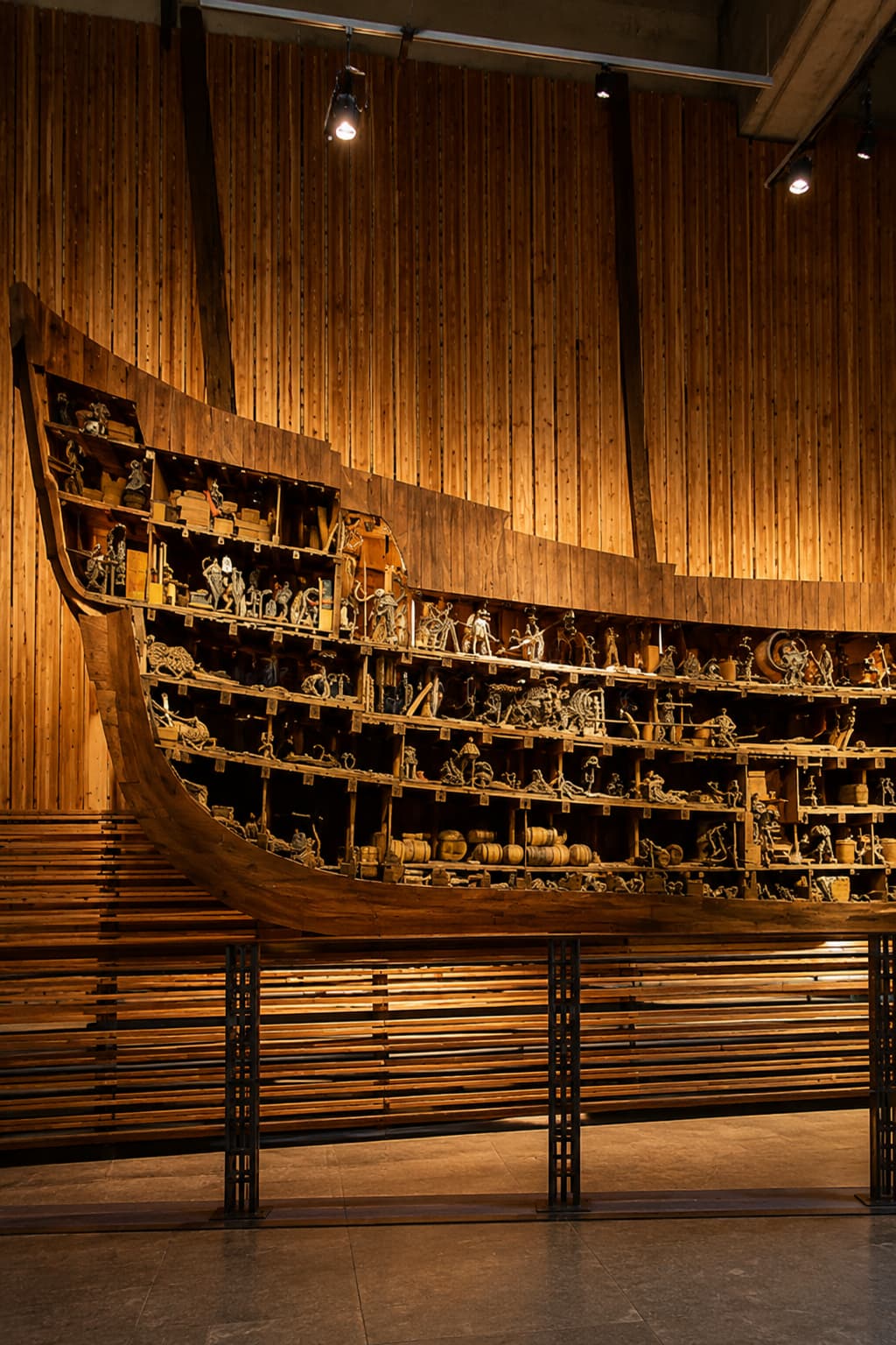 Cross-section model showing the interior decks and cargo of the Vasa ship