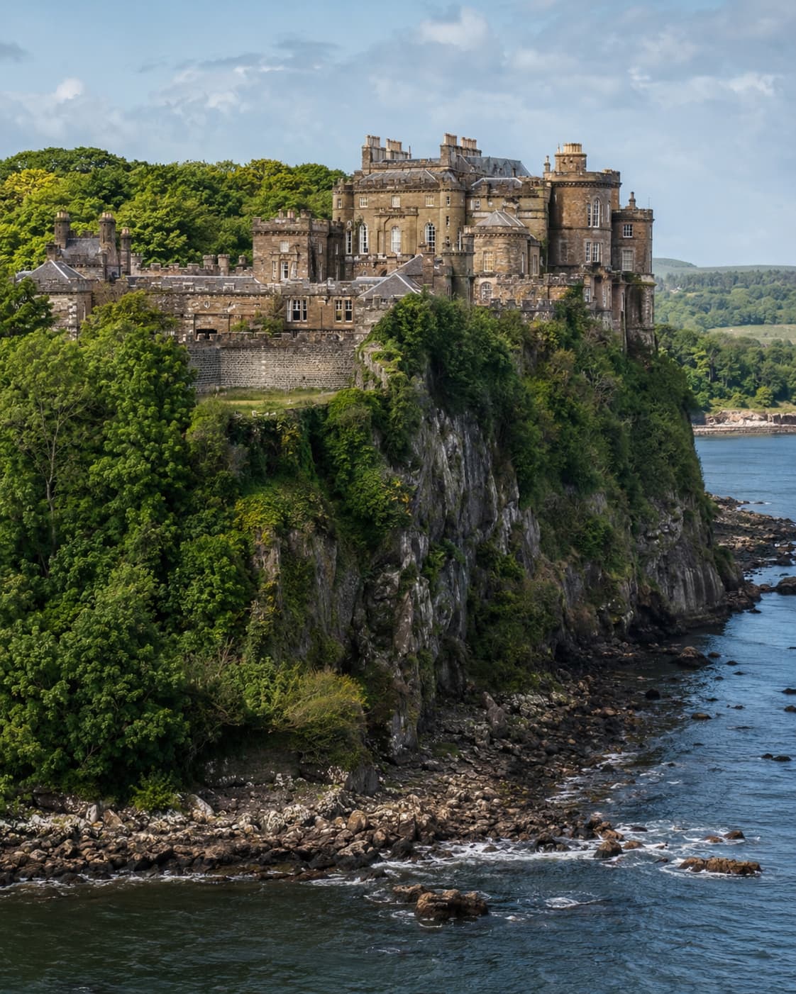 Culzean Castle on clifftop above crashing waves Firth of Clyde — castles in Scotland worth visiting