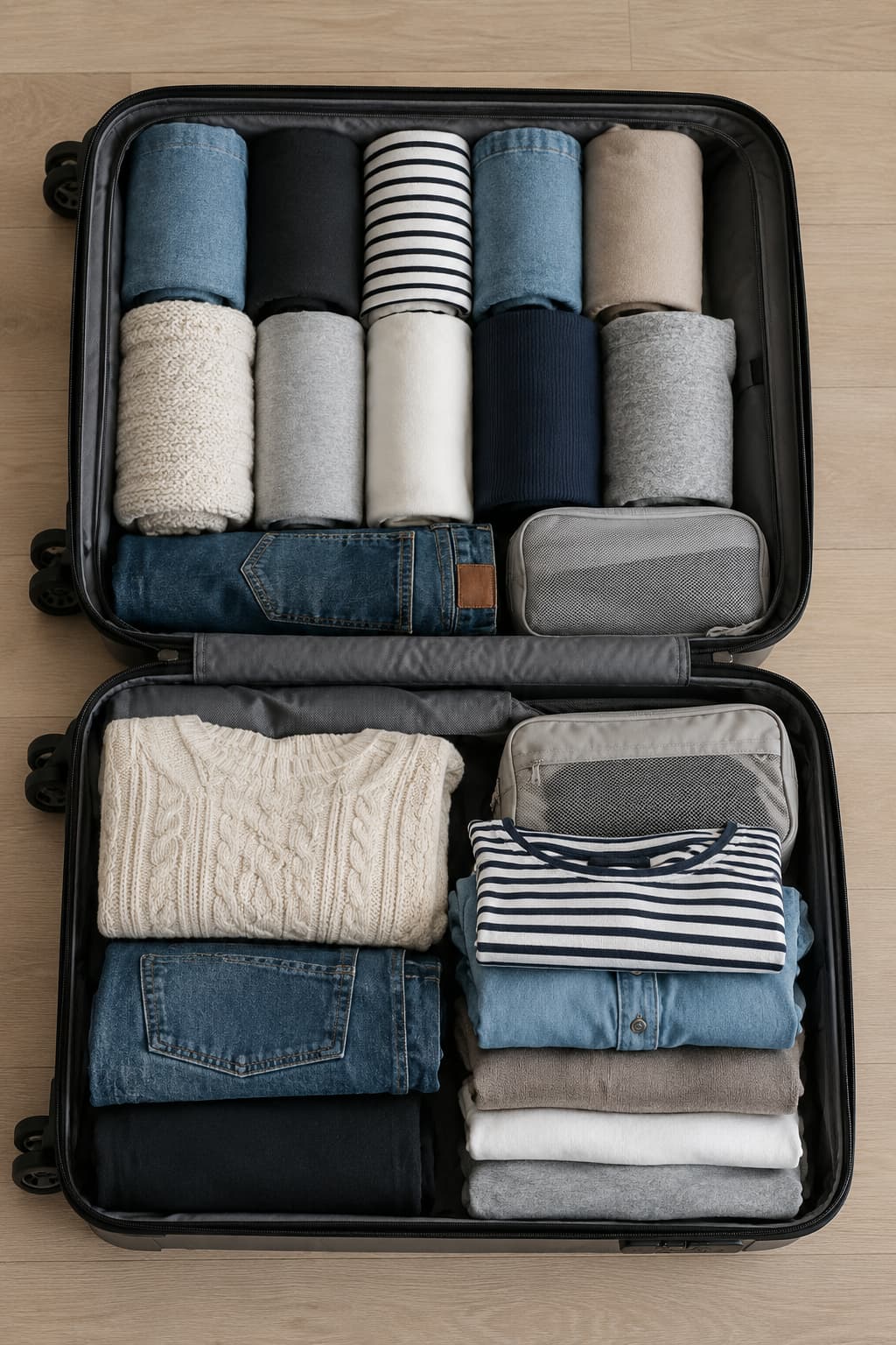 how to pack for europe rolling vs folding clothes for a two week trip