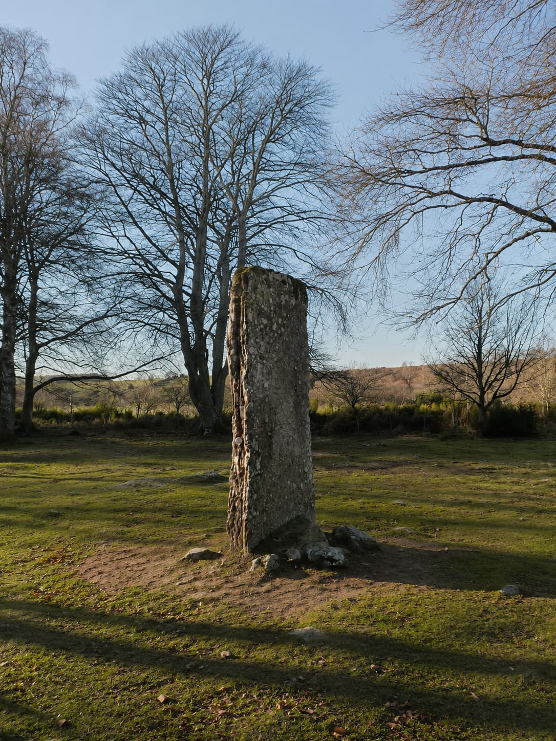 Clava Cairns standing stone near Inverness — the real prehistoric site that inspired the Craigh na Dun stone circle in Outlander
