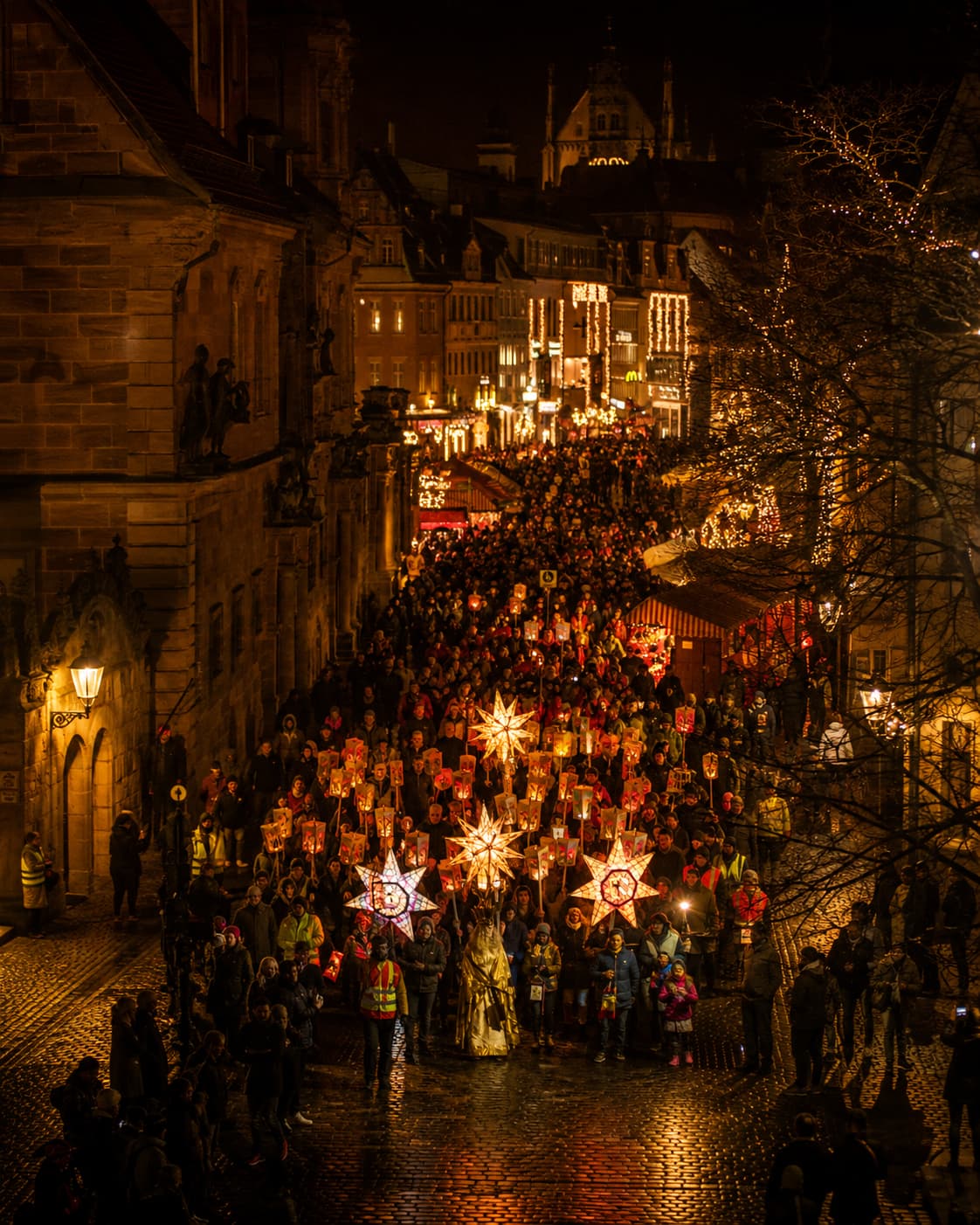 Nuremberg Christkindlesmarkt opening ceremony procession with Christkind angel and lantern-carrying crowds — when do Christmas markets start in Europe Germany Nuremberg 27 November 2026
