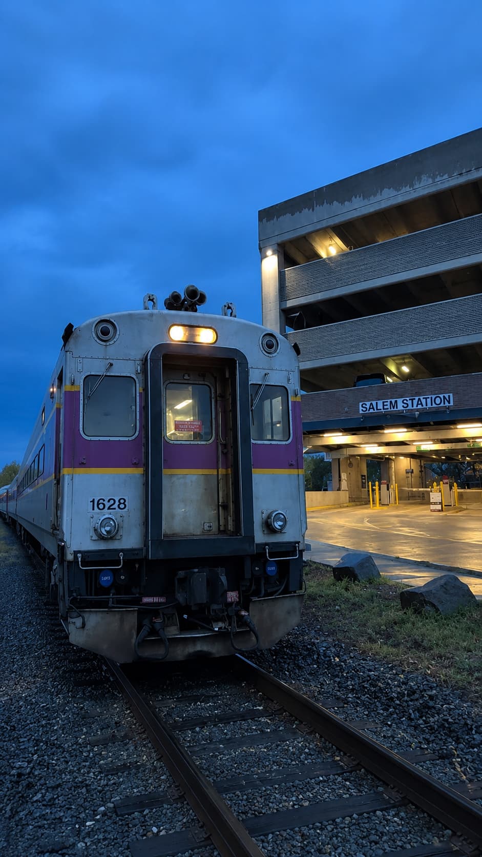 MBTA commuter rail train at Salem Station platform — the fastest way of visiting Salem in October from Boston